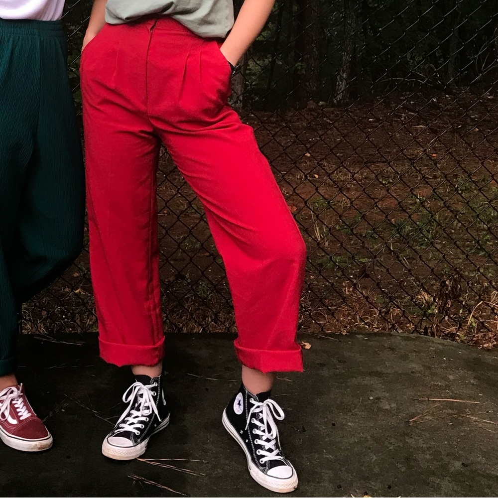Red high waist pants